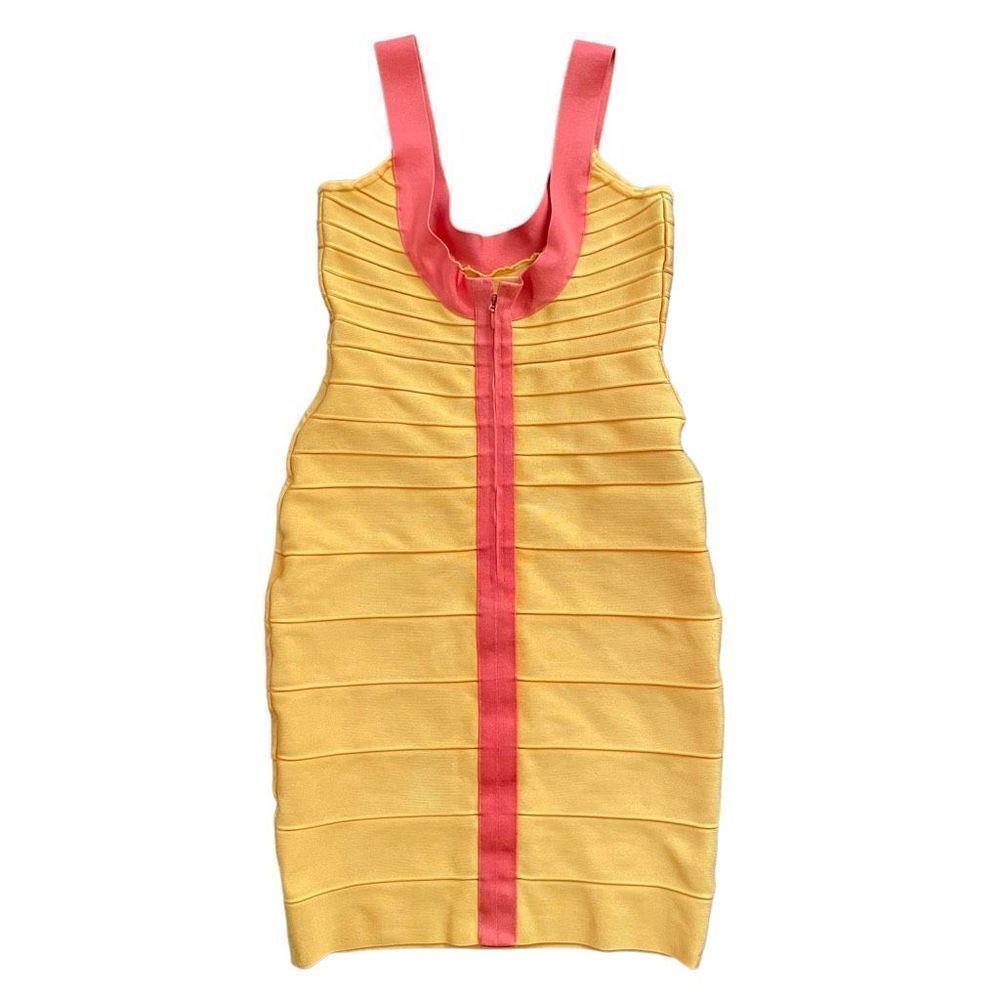 Herve Leger Bandage Dress Orange Salmon Pink Size Small - Picture 4 of 7